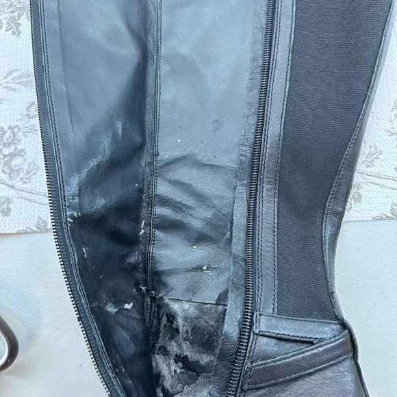 Coach Womens Ultima Boot size 8.5 Leather black stiletto sleek career buckle zip - Picture 13 of 14